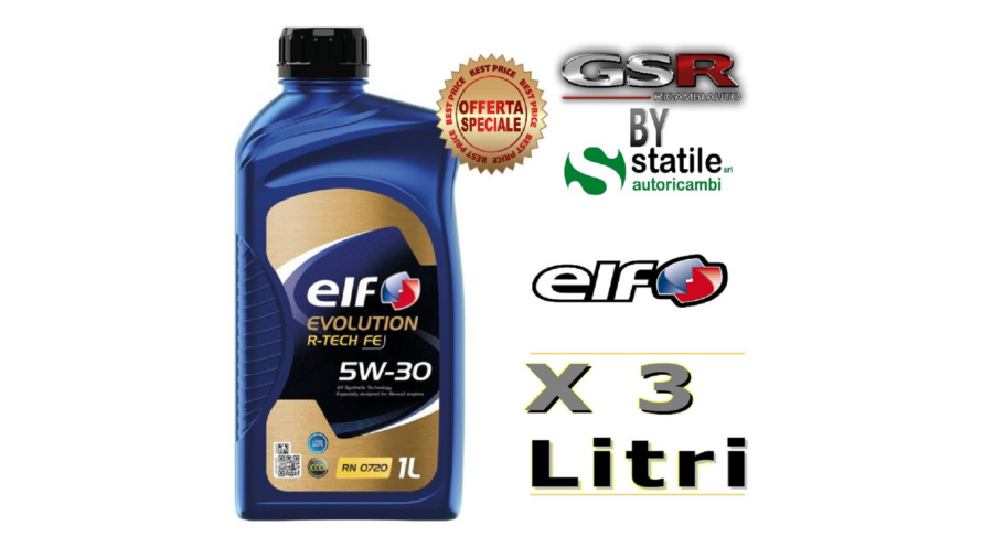 3 Litri Olio-Lubrificante Elf 5w30 Evolution R-Tech Fe Lt.1